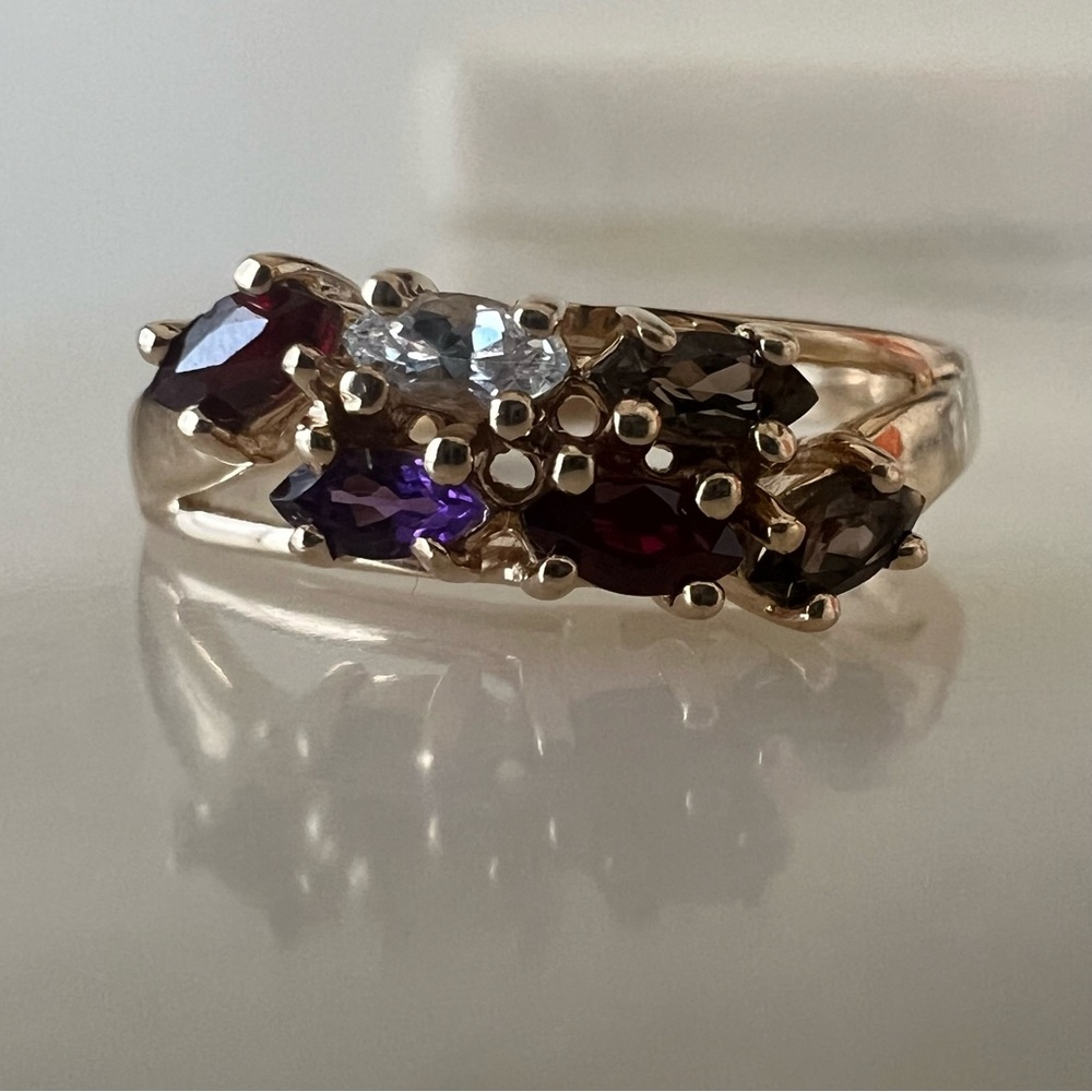 10k Solid Gold Assorted Marquise Shaped Gemstone … - image 5